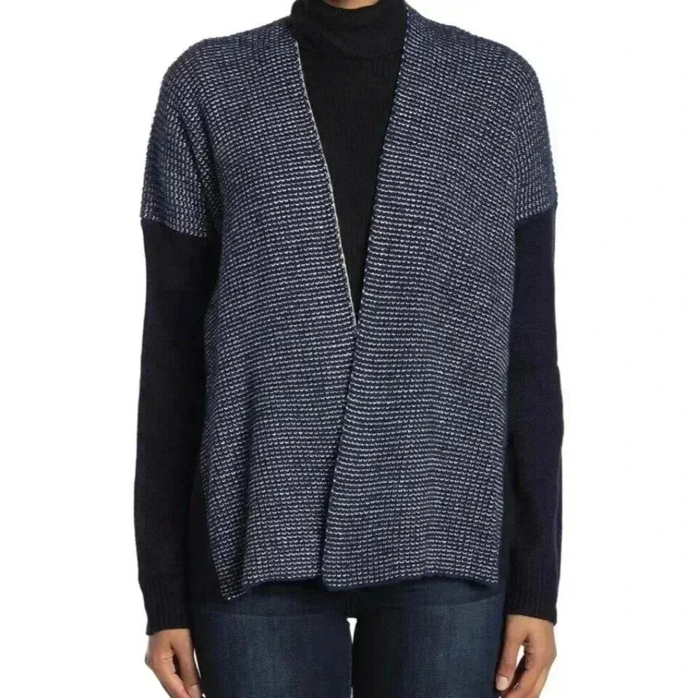 Current Air Women's Colorblock Knit Cardigan Sweater Open Small Blue NEW. 223